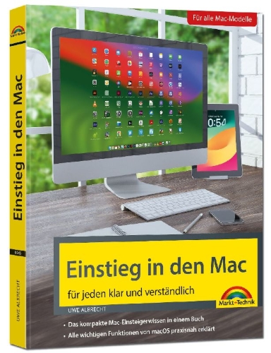 Buchcover und Innenansicht für das Buch: Einstieg in den Mac - aktuell zu macOS Sequoia