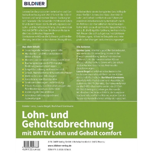 Buchcover und Innenansicht für das Buch: Lohn- und Gehaltsabrechnung mit DATEV Lohn und Gehalt comfort