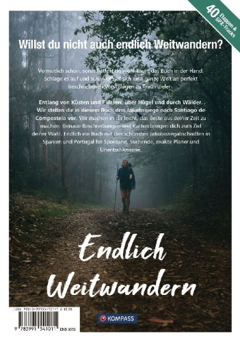 Buchcover und Innenansicht für das Buch: KOMPASS Endlich Weitwandern - Jakobswege