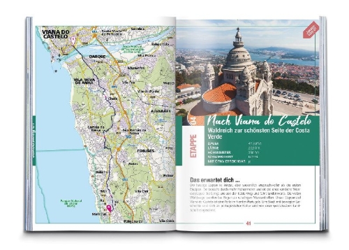 Buchcover und Innenansicht für das Buch: KOMPASS Endlich Weitwandern - Jakobswege