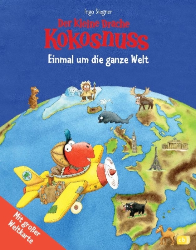 Buchcover und Innenansicht für das Buch: Der kleine Drache Kokosnuss - Einmal um die ganze Welt