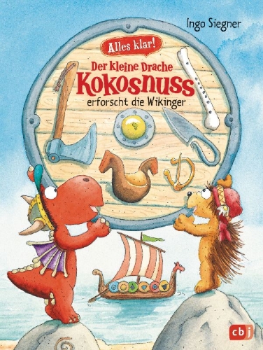 Buchcover und Innenansicht für das Buch: Alles klar! Der kleine Drache Kokosnuss erforscht die Wikinger
