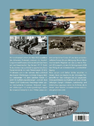 Buchcover und Innenansicht für das Buch: Panzerfahrzeuge der Schweizer Armee