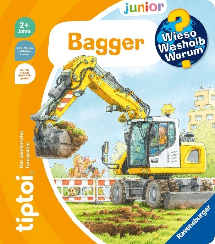 Buchcover und Innenansicht für das Buch: tiptoi® Wieso? Weshalb? Warum? junior - Bagger