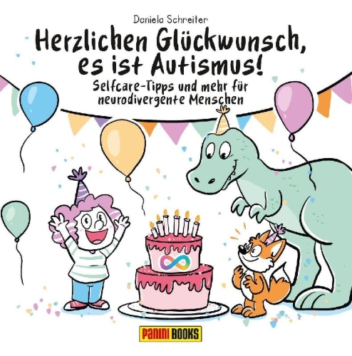 Buchcover und Innenansicht für das Buch: Herzlichen Glückwunsch, es ist Autismus! Selfcare-Tipps und mehr für neurodivergente Menschen