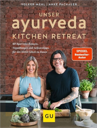Buchcover und Innenansicht für das Buch: Unser Ayurveda Kitchen Retreat