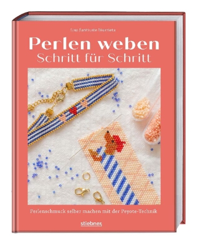Buchcover und Innenansicht für das Buch: Perlen weben Schritt für Schritt