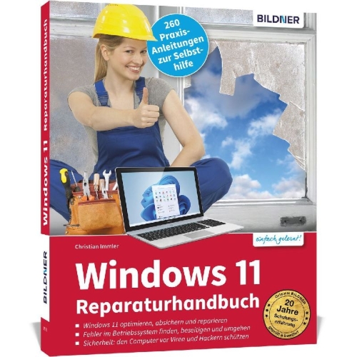 Buchcover und Innenansicht für das Buch: Windows 11 Reparaturhandbuch