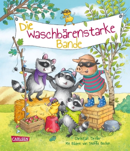 Buchcover und Innenansicht für das Buch: Die waschbärenstarke Bande