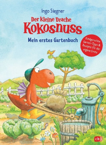 Buchcover und Innenansicht für das Buch: Der kleine Drache Kokosnuss - Mein erstes Gartenbuch