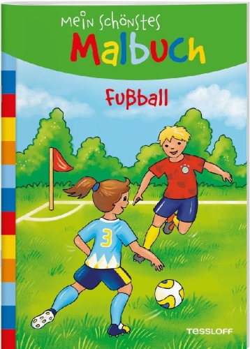 Buchcover und Innenansicht für das Buch: Mein schönstes Malbuch. Fußball