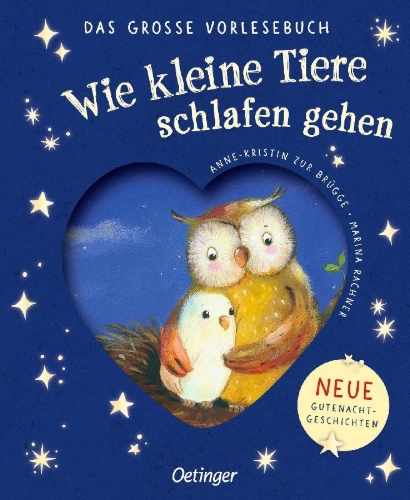Buchcover und Innenansicht für das Buch: Wie kleine Tiere schlafen gehen. Das große Vorlesebuch