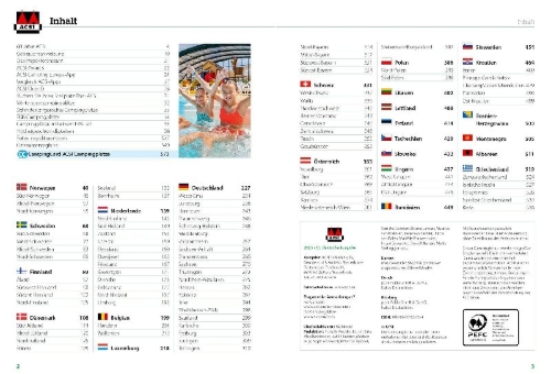 Buchcover und Innenansicht für das Buch: ACSI Campingführer Europa 2026