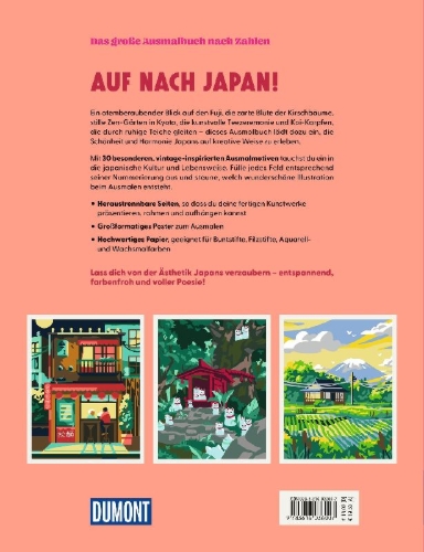 Buchcover und Innenansicht für das Buch: Japan - Das große Ausmalbuch nach Zahlen