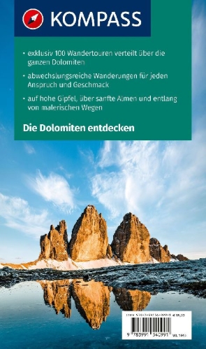 Buchcover und Innenansicht für das Buch: KOMPASS Wanderlust Dolomiten