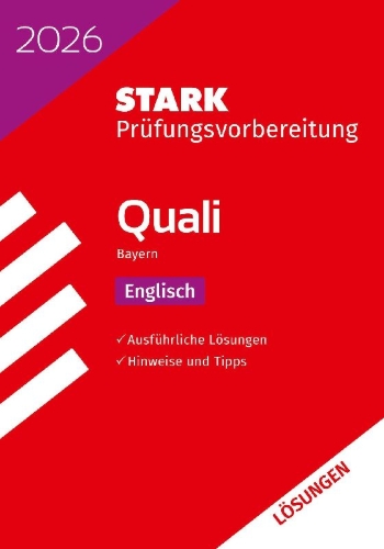 Buchcover und Innenansicht für das Buch: STARK Lösungen zu Englisch 9. Klasse - Quali Mittelschule 2026 Bayern - Prüfungsvorbereitung