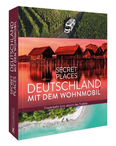 Buchcover und Innenansicht für das Buch: Secret Places Deutschland mit dem Wohnmobil