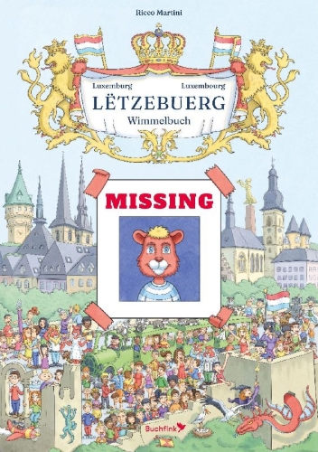 Buchcover und Innenansicht für das Buch: Wimmelbuch Lëtzebuerg Luxemburg Luxembourg