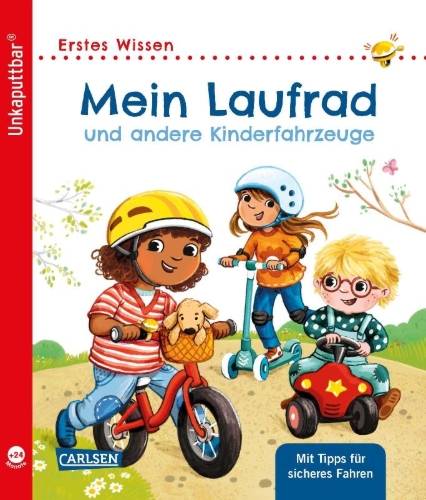 Buchcover und Innenansicht für das Buch: Unkaputtbar: Mein Laufrad und andere Kinderfahrzeuge