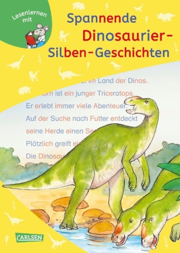 Buchcover und Innenansicht für das Buch: LESEMAUS zum Lesenlernen Sammelbände: Spannende Dinosaurier-Silben-Geschichten