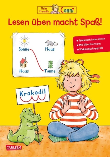 Buchcover und Innenansicht für das Buch: Conni Gelbe Reihe (Beschäftigungsbuch): Lesen üben macht Spaß!