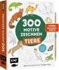 Buchcover und Innenansicht für das Buch: Mes 300 modèles à dessiner en pas à pas animaux