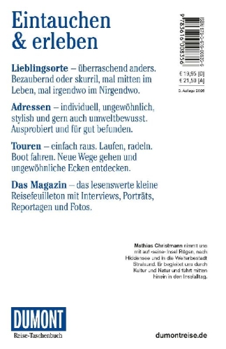 Buchcover und Innenansicht für das Buch: DUMONT Reise-Taschenbuch Reiseführer Rügen, Hiddensee & Stralsund
