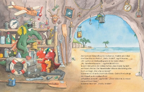 Buchcover und Innenansicht für das Buch: Der kleine Drache Kokosnuss - Weihnachtsfest in der Drachenhöhle