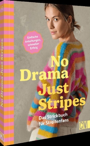 Buchcover und Innenansicht für das Buch: No Drama, Just Stripes: Das Strickbuch für Streifenfans