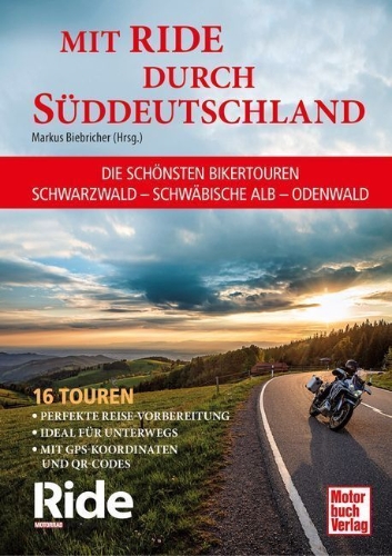 Buchcover und Innenansicht für das Buch: Mit RIDE durch Süddeutschland