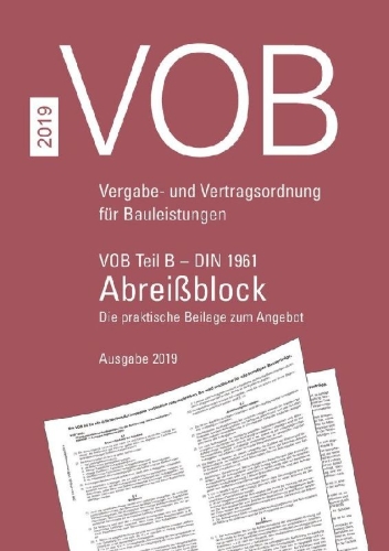 Buchcover und Innenansicht für das Buch: VOB Teil B - DIN 1961 - Abreißblock