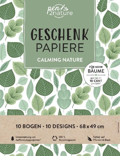 Buchcover und Innenansicht für das Buch: Geschenkpapier-Buch Calming Nature | 100% Recyclingpapier