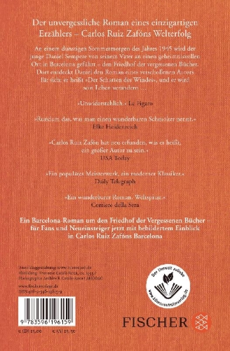 Buchcover und Innenansicht für das Buch: La sombra del viento