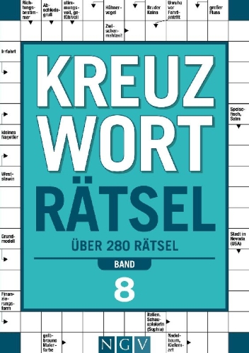 Buchcover und Innenansicht für das Buch: Kreuzworträtsel - Band 8 I Über 280 Rätsel für Erwachsene