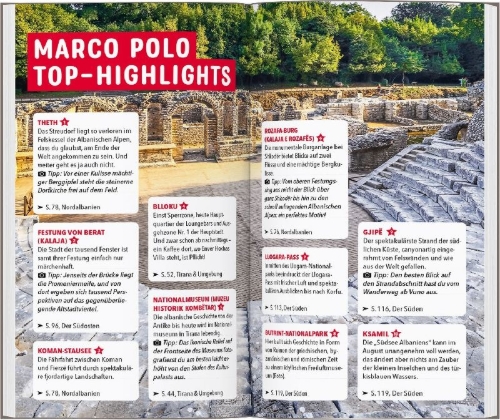 Buchcover und Innenansicht für das Buch: MARCO POLO Reiseführer Albanien