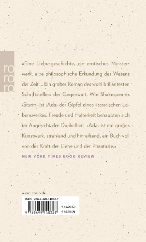 Buchcover und Innenansicht für das Buch: Ada oder Das Verlangen