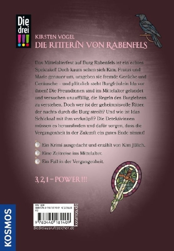Buchcover und Innenansicht für das Buch: Die drei !!!, Die Ritterin von Rabenfels