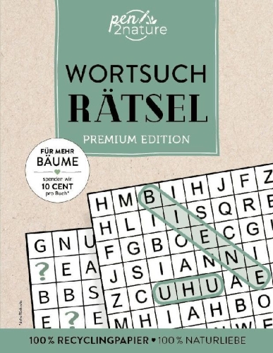 Buchcover und Innenansicht für das Buch: Wortsuchrätsel I Premium Edition I hochwertiger Knobelspaß von Pen2Nature