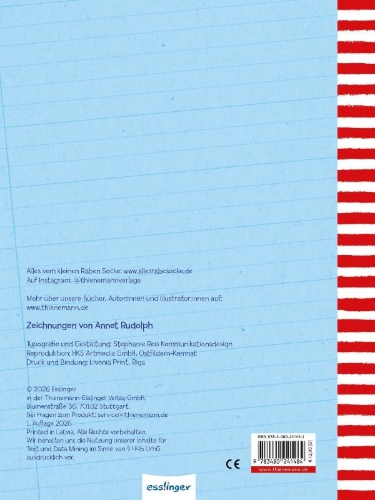 Buchcover und Innenansicht für das Buch: Der kleine Rabe Socke: Fit für die Schule!