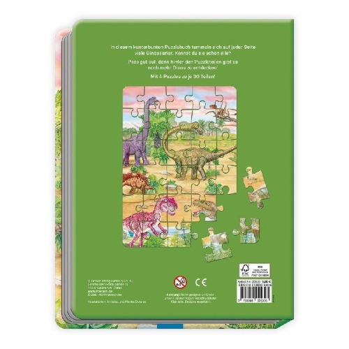 Buchcover und Innenansicht für das Buch: TRÖTSCH - Pappenbuch Puzzlebuch Dinosaurier| Ab 3 Jahren