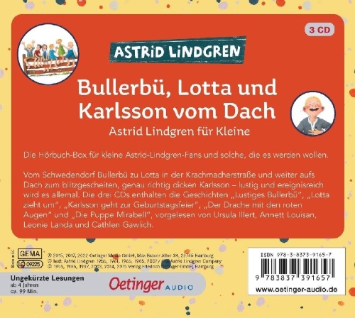 Buchcover und Innenansicht für das Buch: Bullerbü, Lotta und Karlsson vom Dach