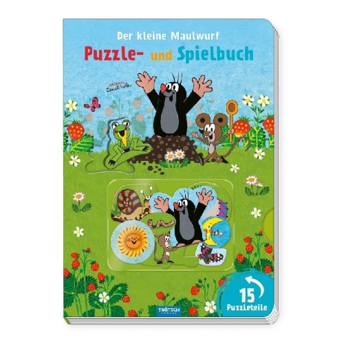 Buchcover und Innenansicht für das Buch: Trötsch Der kleine Maulwurf Puzzle- und Spielbuch Pappenbuch
