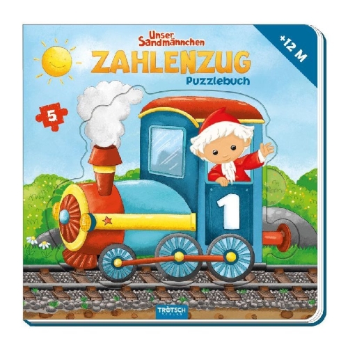 Buchcover und Innenansicht für das Buch: Trötsch Unser Sandmännchen Puzzlebuch Zahlenzug Puzzlebuch