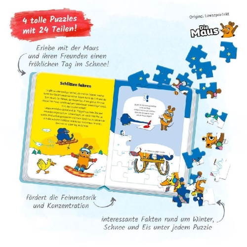 Buchcover und Innenansicht für das Buch: Trötsch Die Maus Winter-Puzzlebuch Puzzlebuch