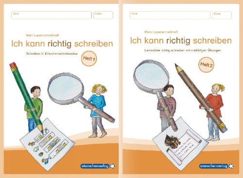 Buchcover und Innenansicht für das Buch: Mein Lupenschreibheft 1 und 2 - Ich kann richtig schreiben -