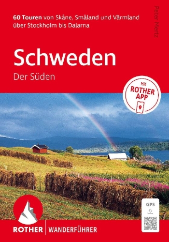 Buchcover und Innenansicht für das Buch: ROTHER Wanderführer Schweden: Der Süden. 60 Touren von Skåne, Småland und Värmland über Stockholm bis Dalarna