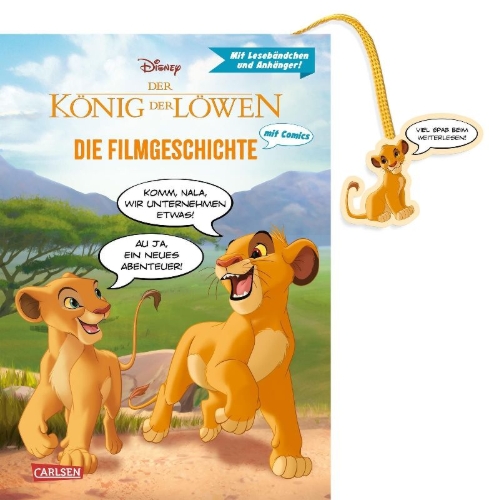 Buchcover und Innenansicht für das Buch: Disney: Der König der Löwen - Die Filmgeschichte mit Comics