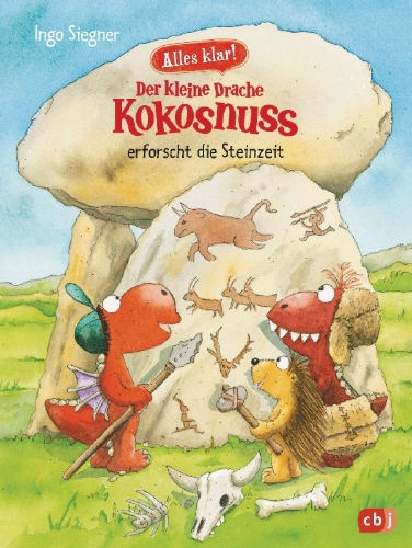 Buchcover und Innenansicht für das Buch: Alles klar! Der kleine Drache Kokosnuss erforscht die Steinzeit