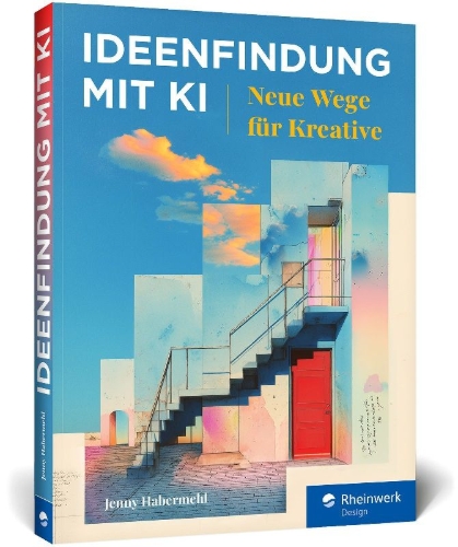 Buchcover und Innenansicht für das Buch: Ideenfindung mit KI