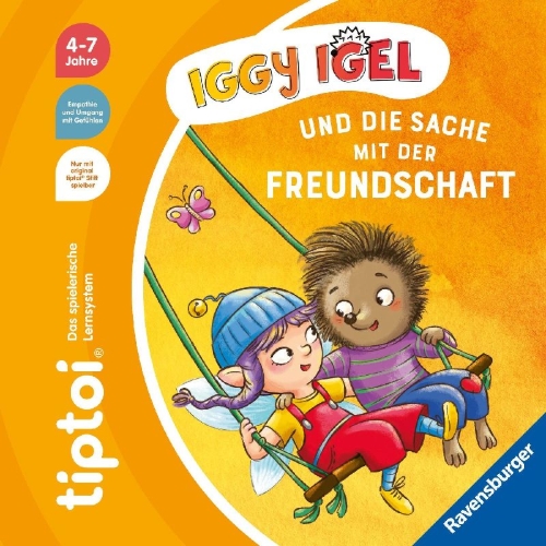 Buchcover und Innenansicht für das Buch: tiptoi® Bildergeschichten über den Umgang mit Gefühlen - Iggy Igel und die Sache mit der Freundschaft